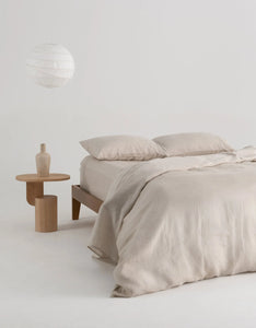 Bedroom Calm Bundle — European Linen Duvet Set, Sheet Set & 1 Goose Down Pillow IsleOfOmni